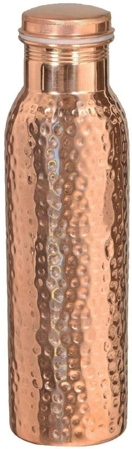 Copper Portal 5 Litre Hammered Copper Water Dispenser Container Pot With 2  Glass 300ml and Stand 5000 Ml Bottle 700 ML 