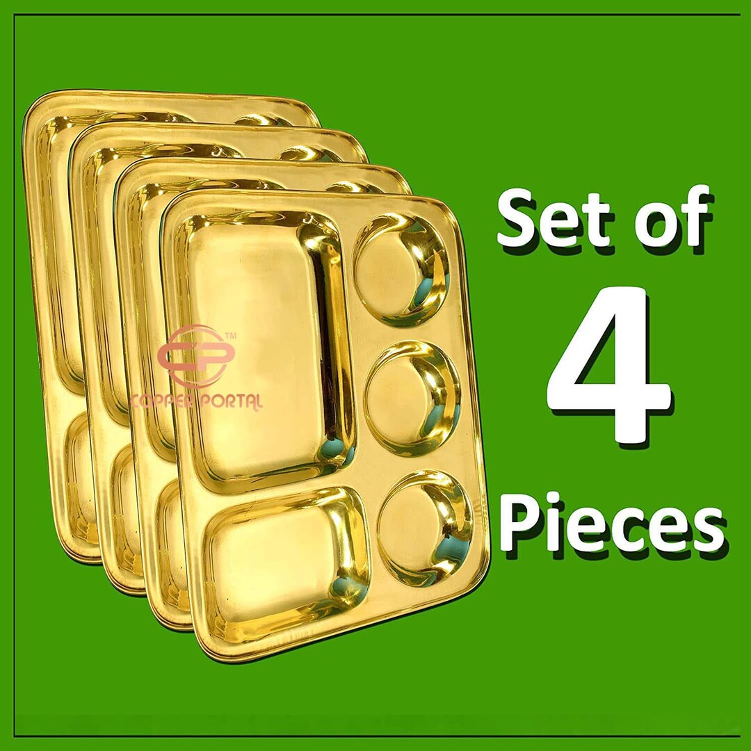 Brass Dinner Plate/lunch Plate/bhojan Thali Extra Deep Compartments