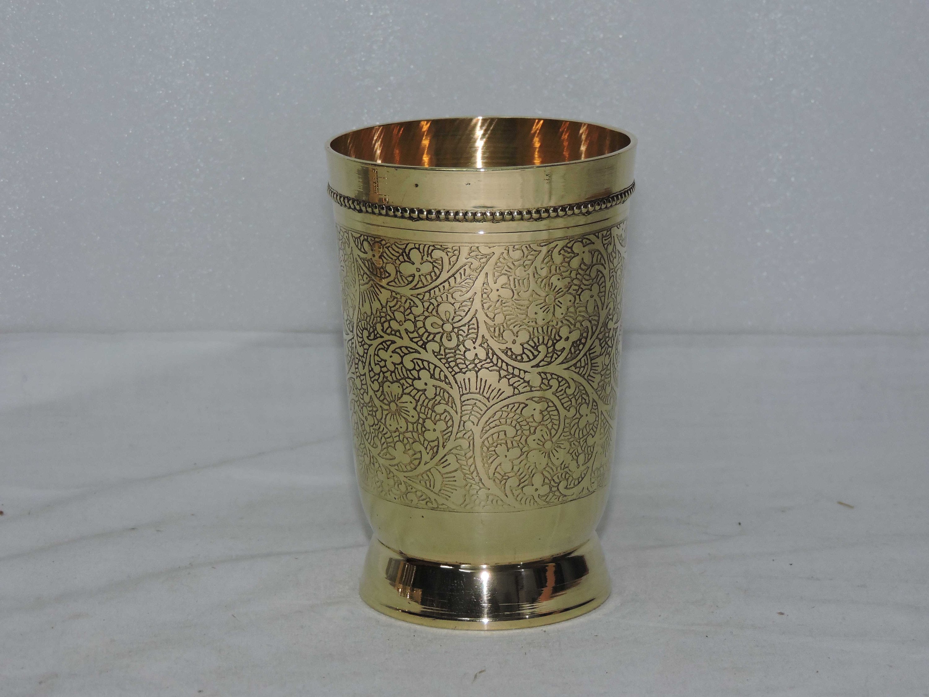Indian Handmade Embossed Designer Brass Mint Julep Cup Goblet Etsy Canada