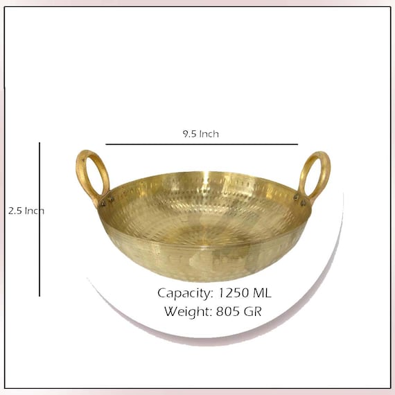 Pure Brass Hammered Kadai Pital Kadhai Heavy Weight Wok With Handle for  Daily Use Wedding Party 2500 Ml -  Canada