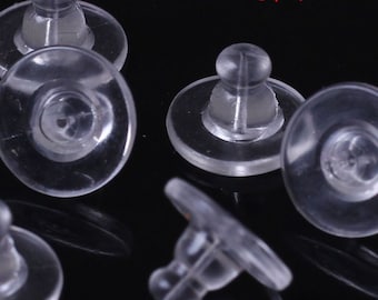 100 pcs Silicone Dish Ear Nuts, Comfort Earstud Earring Backs, Earing Stoppers, Replacement Posts for Stud Earrings