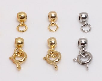 50 ciondoli con perline di posizionamento rotonde riempite in oro 14K, minuscole perline con fermo in gomma, pendente per armadietto con anello