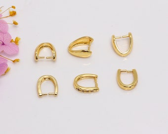 10 piezas 14K oro lleno CZ Pinch Bail Charm, pequeños alfileres de picahielo