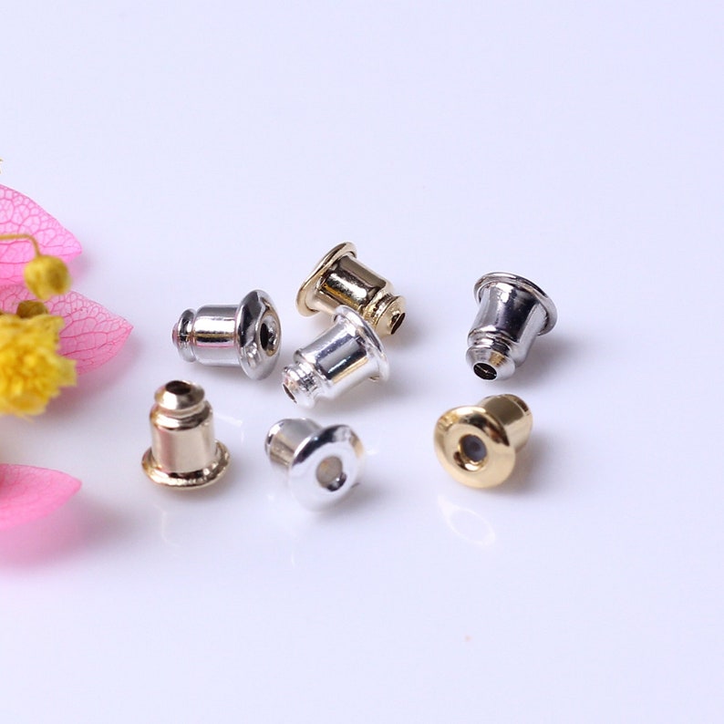 100 pcs 14K Gold Filled Silicone Bullet Ear Nuts, Earstud Earring Backs, Earing Stoppers, Replacement Posts for Stud Earrings image 1