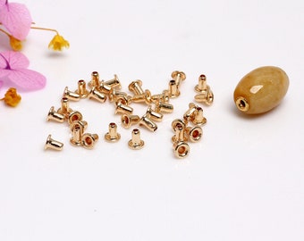 100 pcs 14K Gold Filled Bead End Cover, Bead Cap Bead Peg Cup with Through Hole