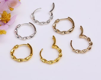 20 pcs 14K Gold Filled Dotted Twined Hoop Earrings