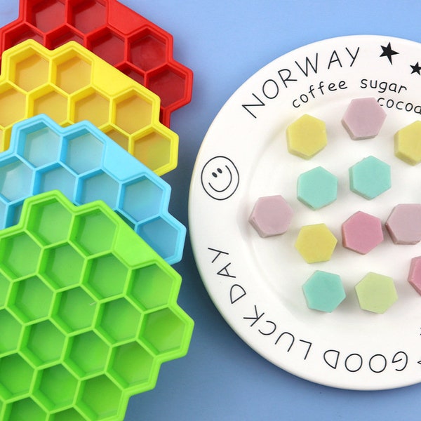 Food Grade Silicone Mold - 37 Hexagon Soft Sweet Pudding Chocolate Ice Tray Silica Candy Baking Mould Aromather Melt Wax Handicraft Tool