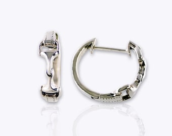 Horse Hoop Huggie Earrings, 20x20mm. 925 Sterling Silver Equestrian Earrings, Horse Jewelry Gifts for Horse Lovers