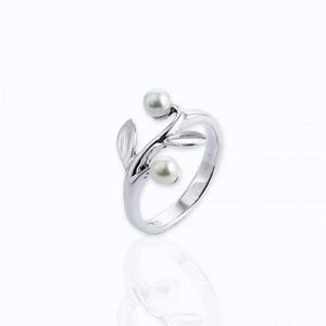 Vine Ring, SOLID Sterling Silver Twig Rings for Women, 13mm Leaf Tree branch Ring with Pearls, Botanical Forest Nature inspired Rings.