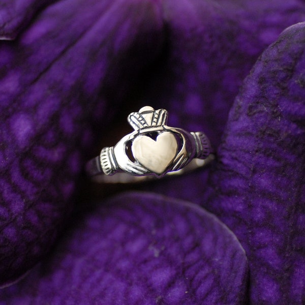 Claddagh Ring Men Women, SOLID Sterling Silver Irish Claddagh Jewelry, Classic Heart Ring