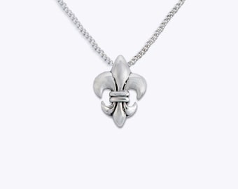 Fleur De Lis Necklace, New Orleans 17x18mm 100% 925 Sterling Silver Fleur De Lis Pendant Necklace with/out 16,18,20 in Chain, Gifts for her.