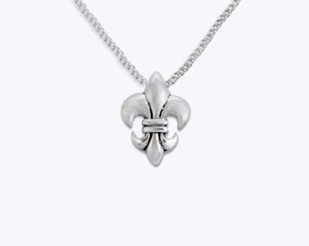 Collier Fleur De Lis, Nouvelle-Orléans 17x18mm 100% 925 Sterling Silver Fleur De Lis Pendentif Collier avec/out 16,18,20 en Chaîne, Cadeaux pour elle.