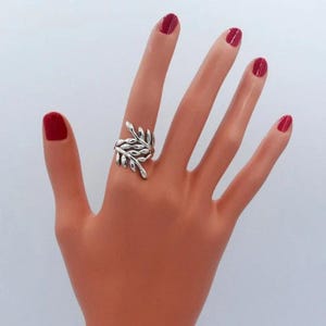 Leaf Vine Ring, SOLID Sterling Silver Twig Ring, 25mm Tree Branch Rings, Forest Botanical Fern Rings for Women Men, Nature Inspired Jewelry