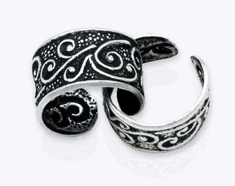 Sterling Silver Ear Cuff: Oxidized Black Swirl Helix Ear Wrap NO Piercing