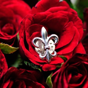 Fleur De Lis Tie Pin, 21x15 mm. 100% 925 Sterling Silver Jewelry for Unisex. New Orleans Gifts for him and her