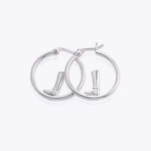 Cowboy Boot Hoop Earrings, SOLID Sterling Silver Cowgirl Earrings for Horse Riding Lovers Jewelry, 25mm Country Western Earrings for Women