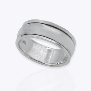 Sterling Silver Anxiety Ring, Spinner Fidget Ring, 6mm Band Worry Stress Rings for Men Women, Spinning rings for Meditation