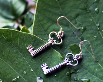 Sterling Silver Key Earrings: Key To My Heart Jewelry, Love Gift