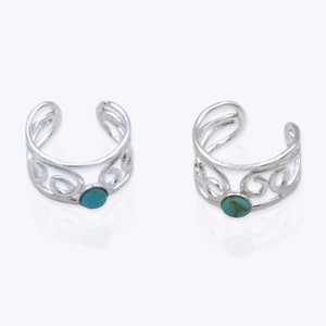 Blue Turquoise Ear Cuffs, 925 Sterling Silver Helix Cuff for women NO Piercing, 5x10 Ear Wrap Gifts for her