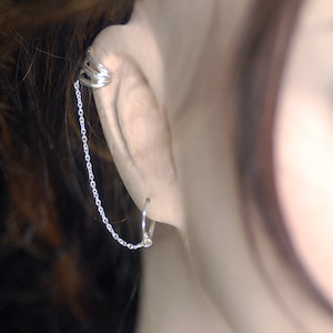 Ear Cuff with Chain Earrings, minimalist Unisex 9mm 925 Sterling Silver Helix Cartilage Cuff for Women Men