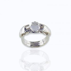 Irischer Claddagh Puzzle Ring: SOLID Sterling Silber Liebe Herz Mechanik Band Schmuck