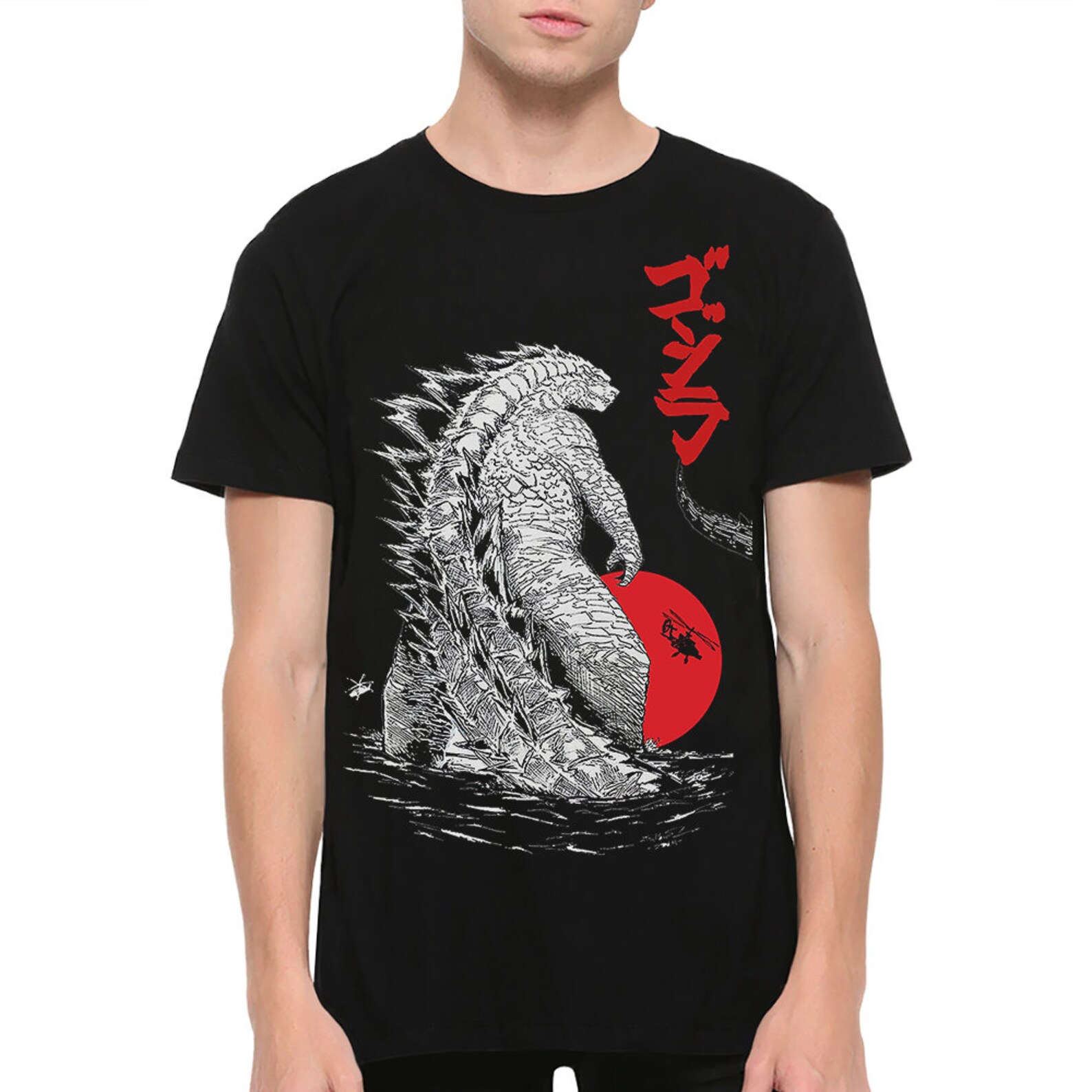 Godzilla Japanese Art TShirt 100 Cotton Tee Men's Etsy
