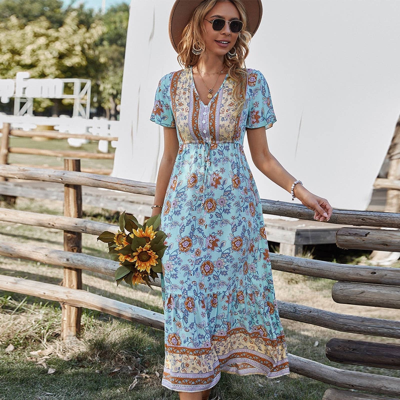 midi bohemian dresses for women