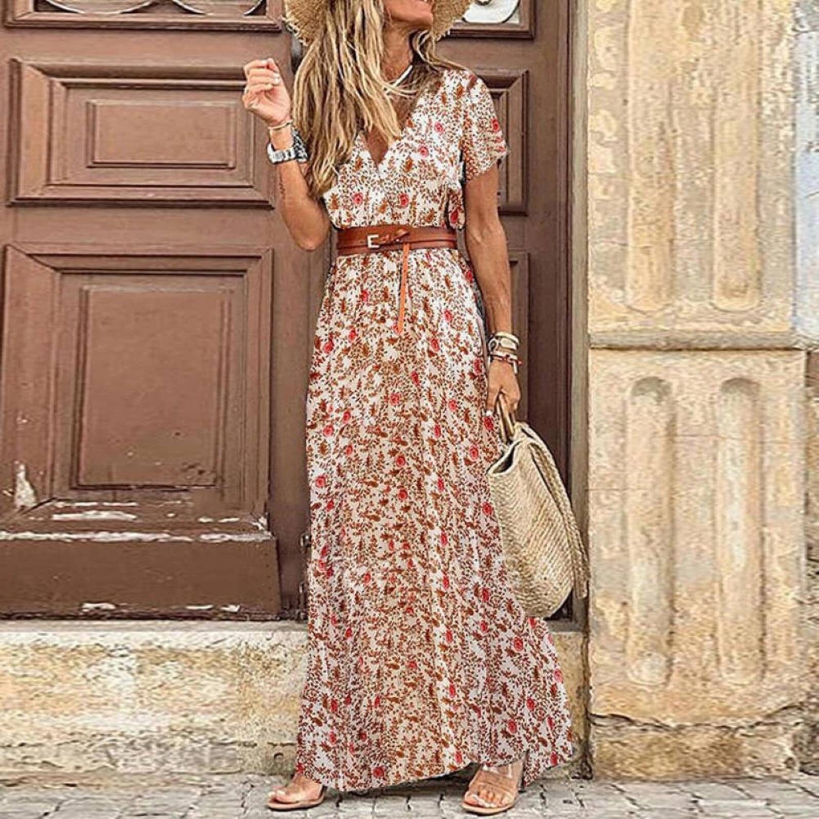 bohemian brown dress