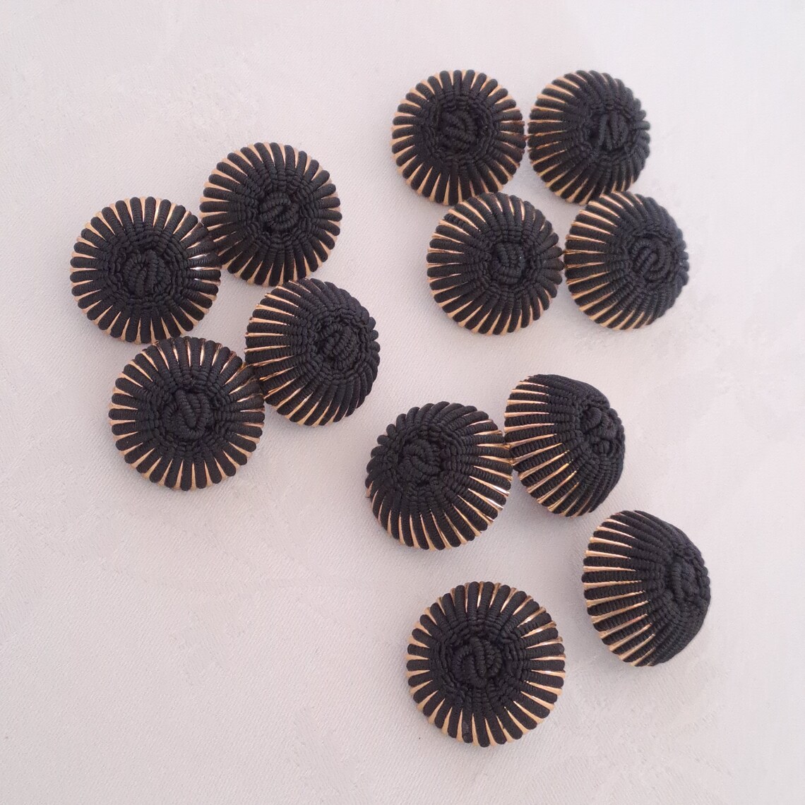 4 Vintage Black & Gold Thread Work Buttons, Self Shank (1 Inch) - Etsy