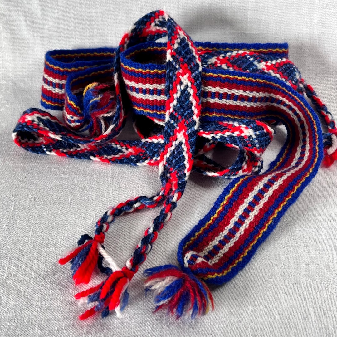 2 Hand Woven Ribbons. Viking Trims in Wool. Sami Style Belts. Swedish ...