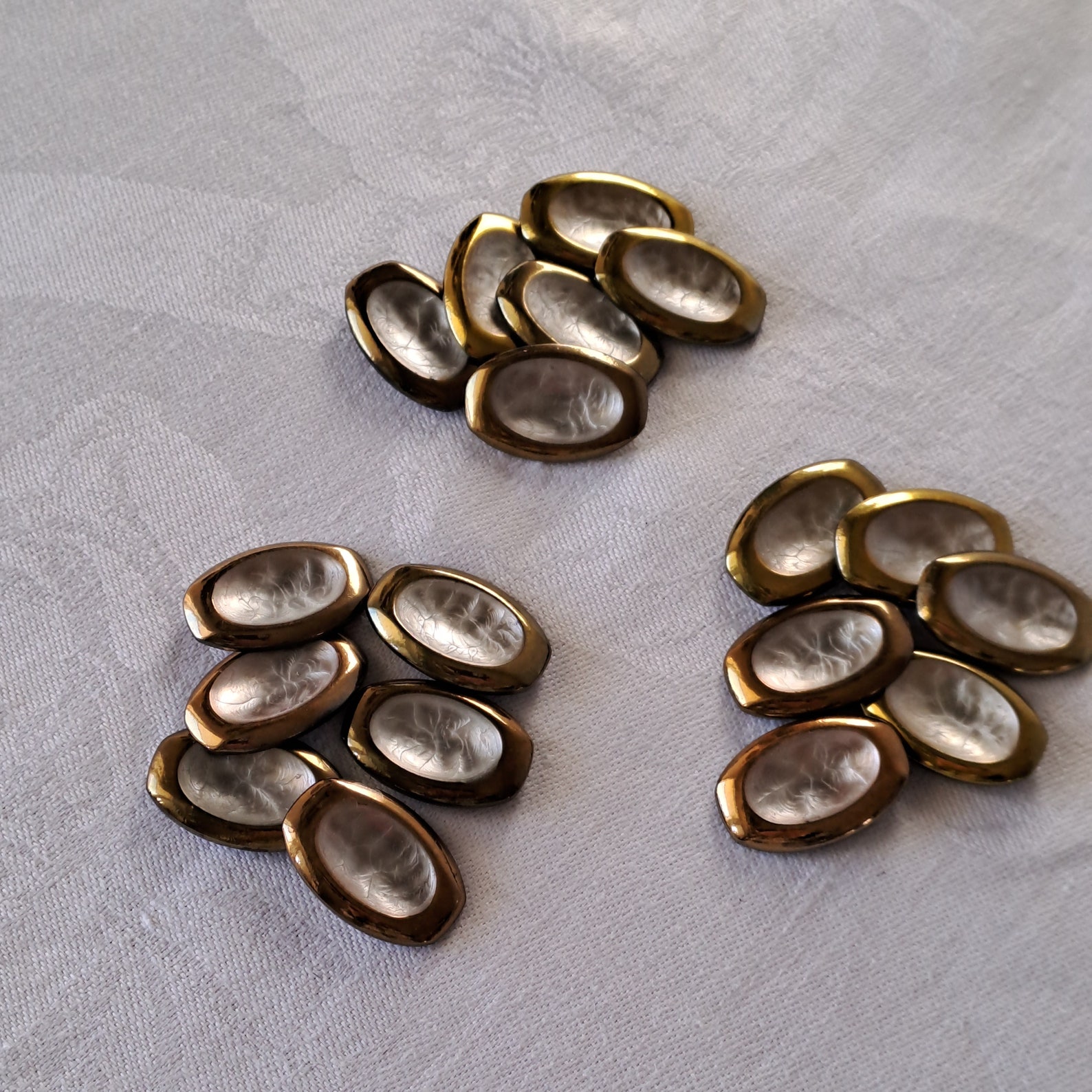 6 Vintage Oval Plastic Buttons. Decorated With Gold and MOP Paint ...