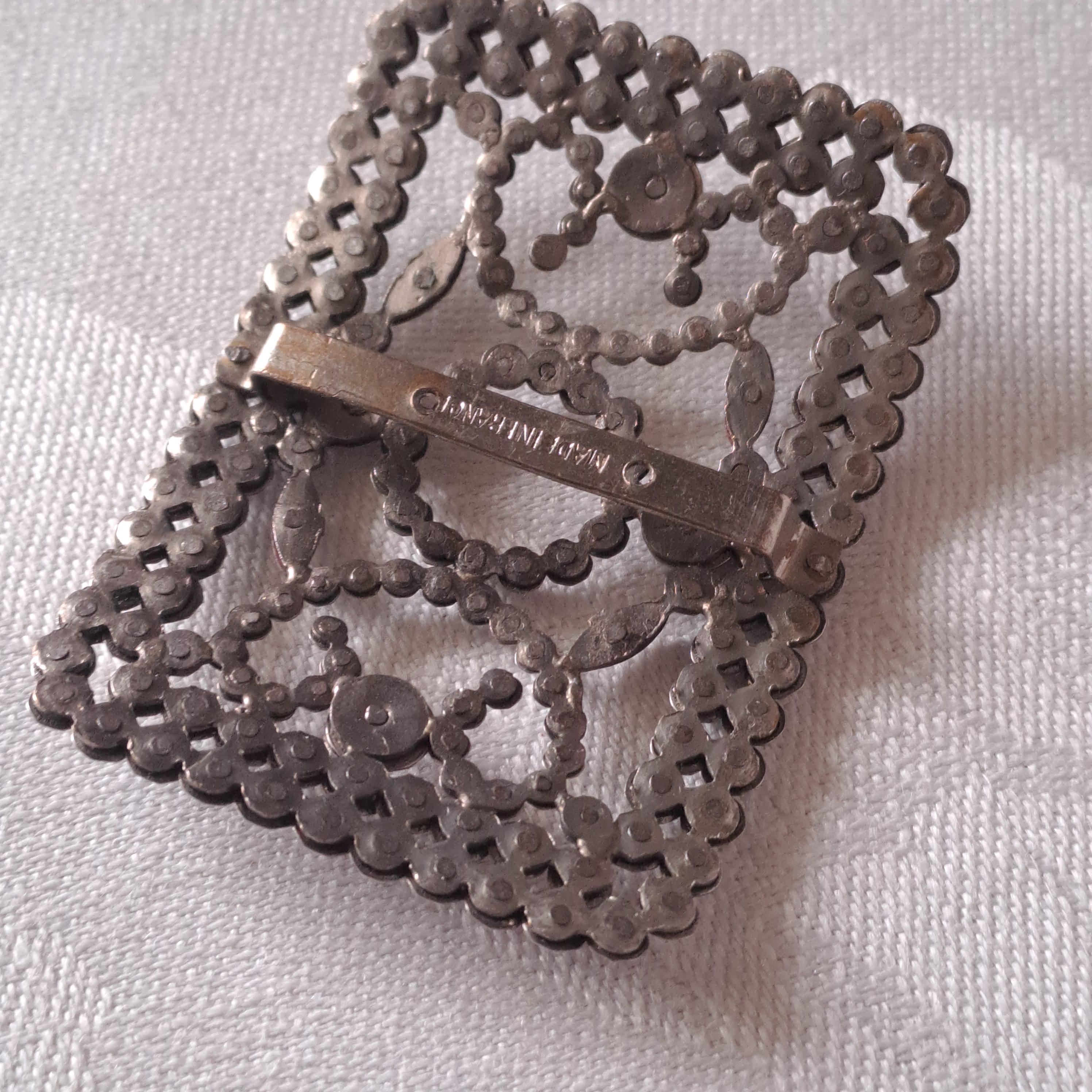 Victorian French Steel Cut Rivets Metal Sash or Belt Buckle Intricate Handcrafte Antique French Victorian Buckle. Riveted Cut-steel and All  main image 4