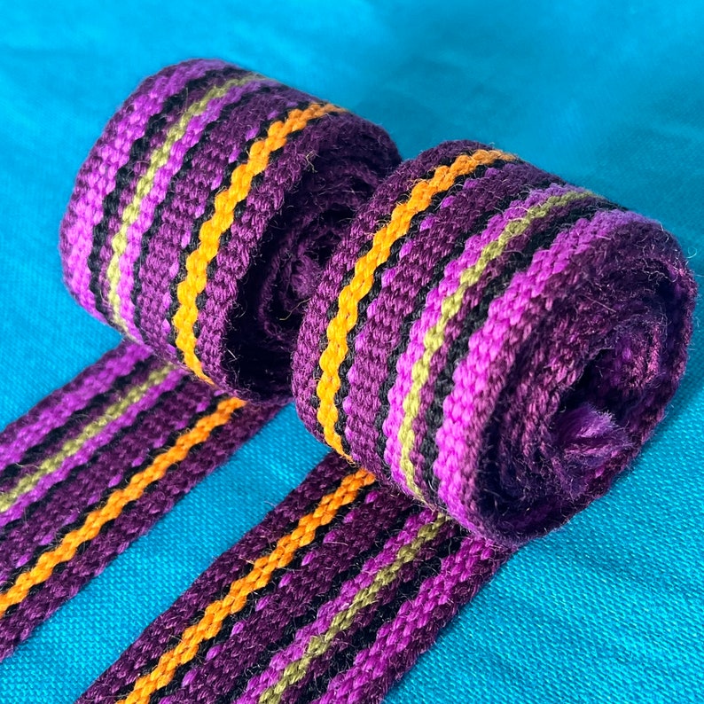 Ioh Ribbin Hand Woven Wool Ribbon, Vintage Viking Trim, Purple Yellow Green, 50 ...