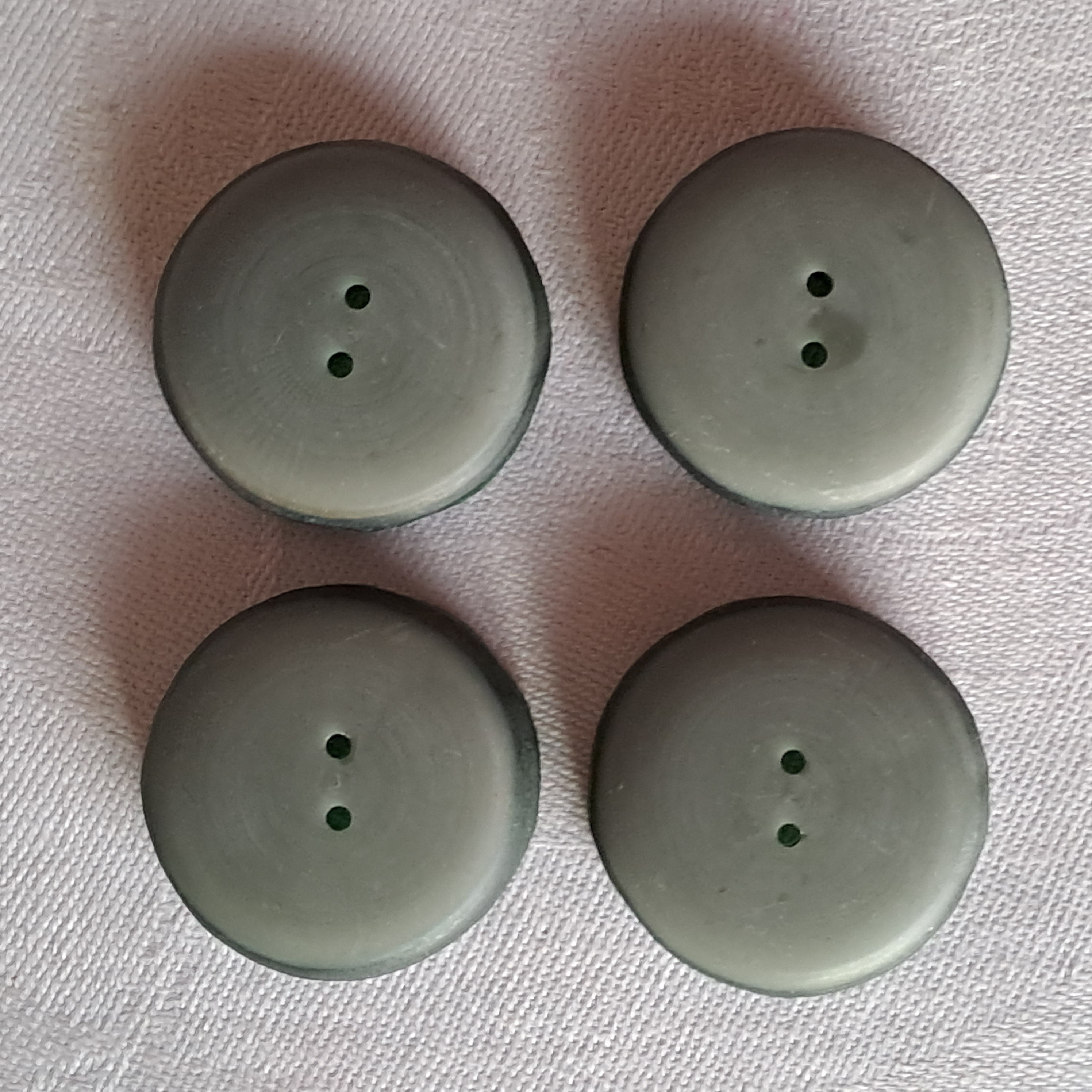 Lot De 6 Boutons Vintage - Plastique Vert Foncé Moiré - 34 Mm - Pour Couture Et Customisation