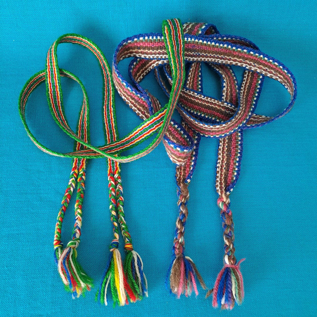 2 Tablet Woven Ribbons. Viking Trims in Wool. Sami Style Belts ...