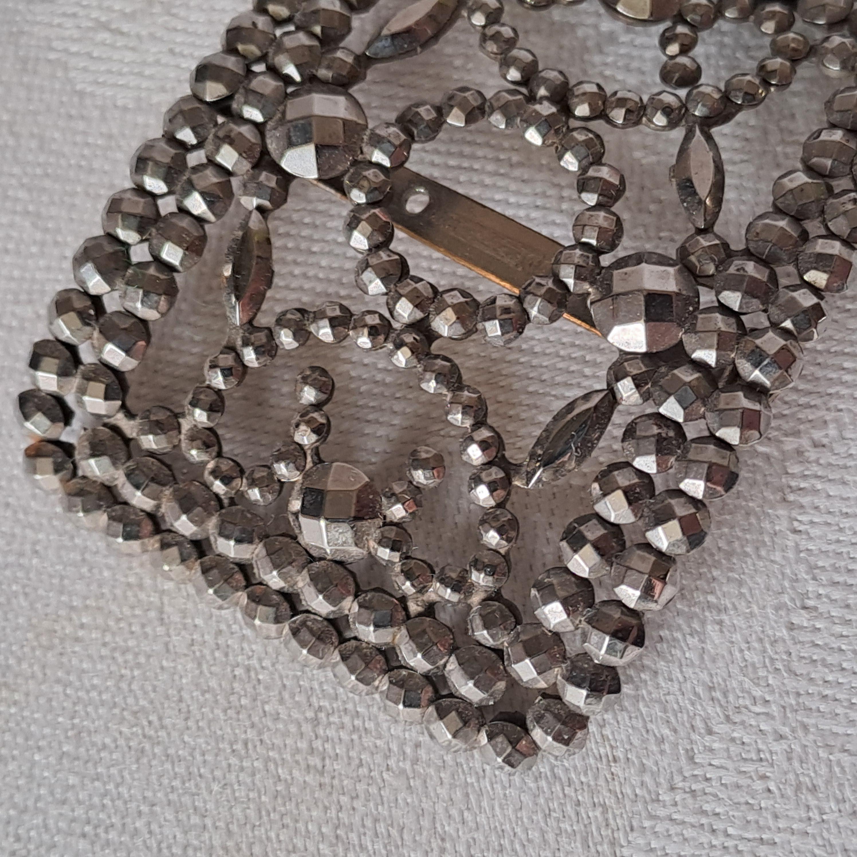 Antique French Victorian Buckle. Riveted Cut-steel and All 