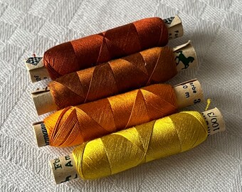 4 piece set of 100% Silk thread. Never opened threads from Gütermann and Amann. Perfect for embroidery. Not bleched. From an old stock.