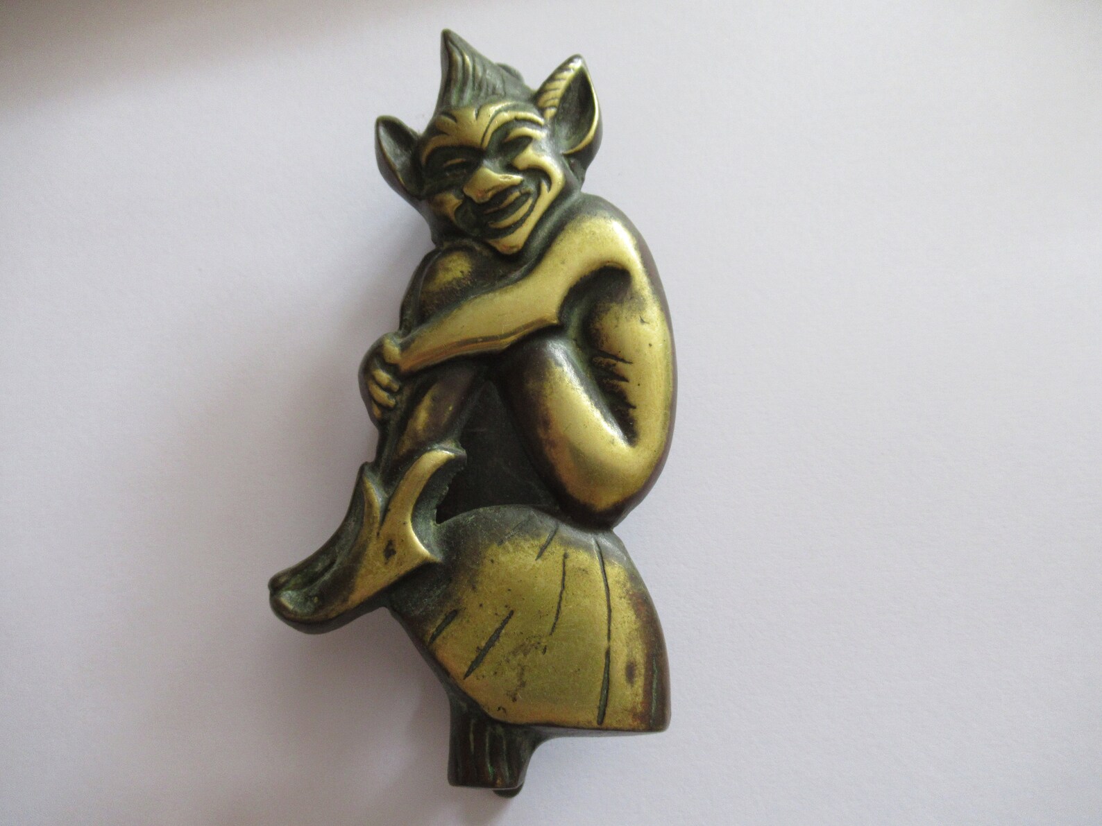 Vintage Brass Lucky Pixie Elf Imp Folklore Door Knocker Etsy