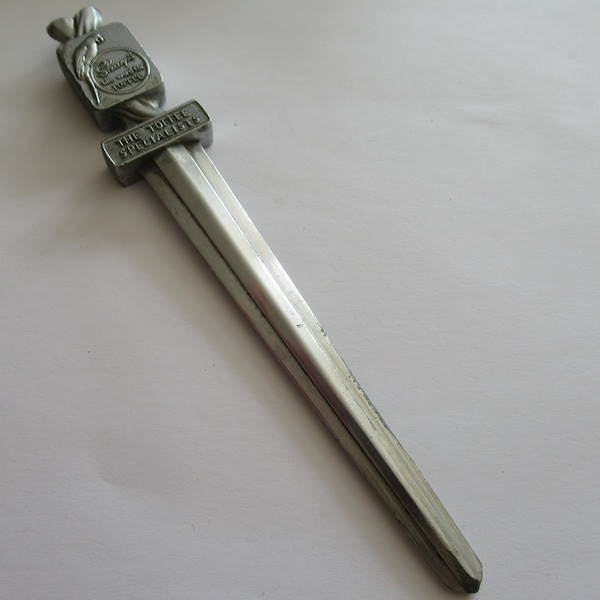 Vintage Sharps Toffee Letter Opener Paper Knife Desk Tool The Toffee Specialists Sir Kreemy Knut Parrot England Souvenir