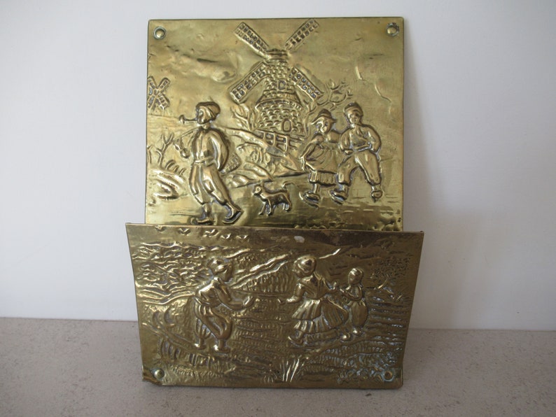 Vintage Brass Wall Hanging Letter Rack Wall Plaque Dutch Etsy