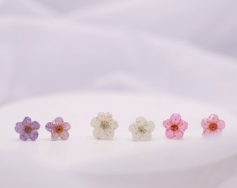 Cherry Blossom Flower Studs, Sterling Silver Stud, Pastel Coloured Flowers, Small Spiraea Earrings, Mothers Day Gift, Gift for Mum