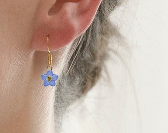 Forget Me Not Earrings, Sterling Silver / Gold Plated / Clip-on, Boho Wedding Earring