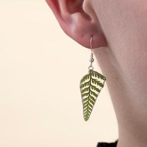 Fern Earrings, Green Leaf Earrings, Real Leaf Earrings, Nature Lover Gift, Fern Jewellery, Sterling Silver Earrings, Gift For Her