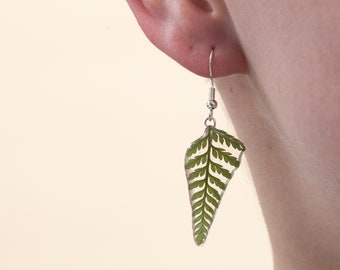 Fern Earrings, Green Leaf Earrings, Real Leaf Earrings, Nature Lover Gift, Fern Jewellery, Sterling Silver Earrings, Gift For Her