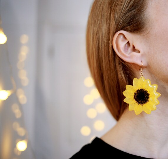 Sunflower sale earrings etsy