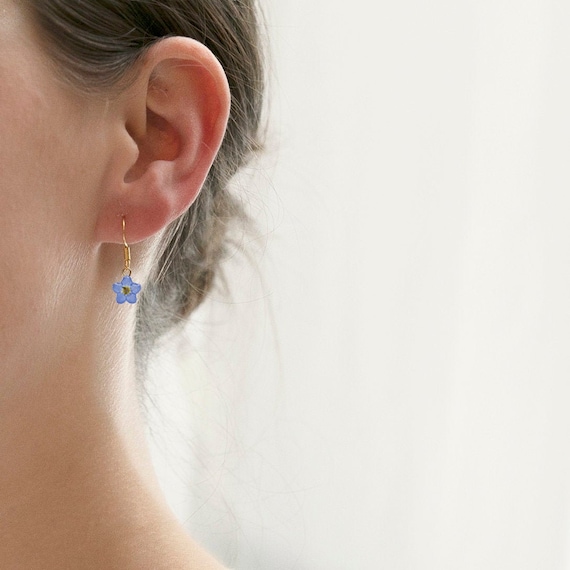 Tiny White Forget Me Not Earrings In Sterling Silver By Songs of Ink
