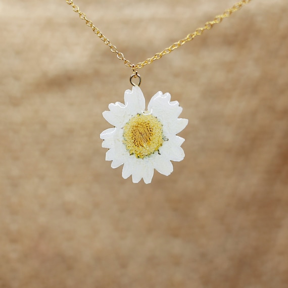 Collana Margherita Vintage Dorata | Girocollo Floreale Con Ciondolo A Goccia D'Olio | Regalo Perfetto Per Donne - 4