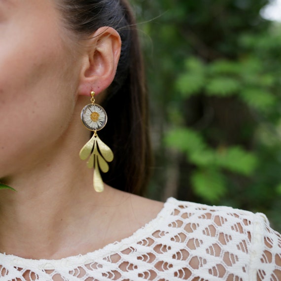Orecchini Pendente A Margherita Con Zircone Giallo Canarino: Placcati Argento, Chiusura Francese. Eleganti E Floreali, Perfetti Per Ogni Donna.