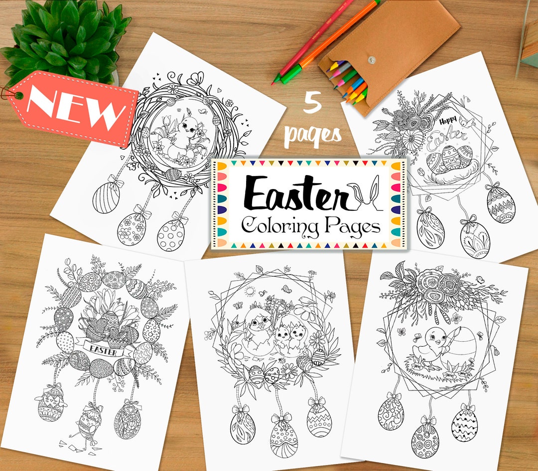 Easter Printable Coloring Pages - Etsy