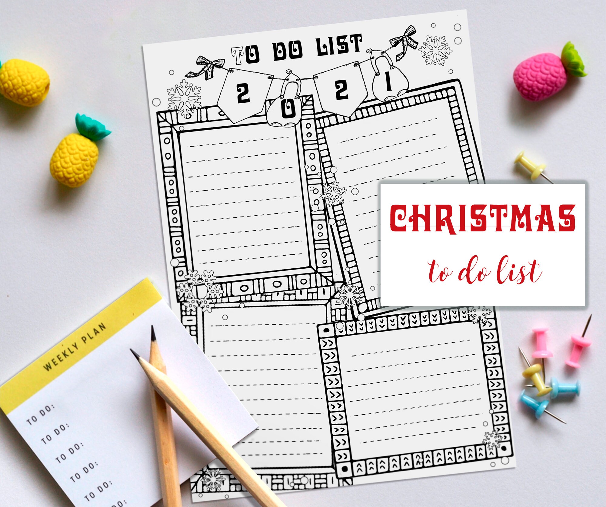 Ausdruckbarer Weihnachtsplaner To do liste coloring | Etsy